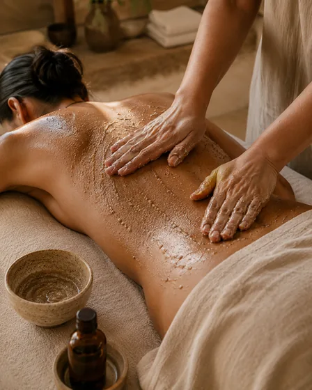 Ritual corporal de exfoliación en un spa