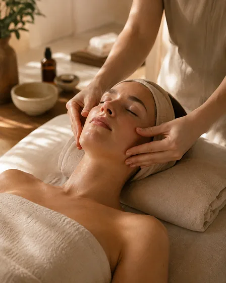 Tratamiento facial en una cabina de spa